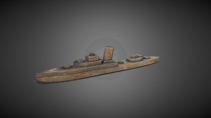 Handmade Wooden Toy Battlecruiser 3D Model