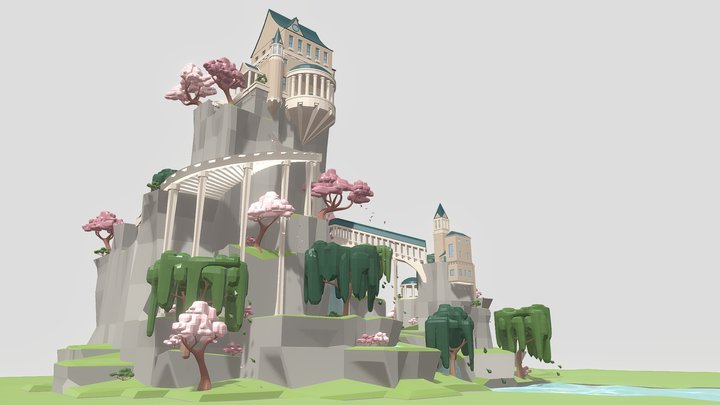 Mountain Temple 3D Model