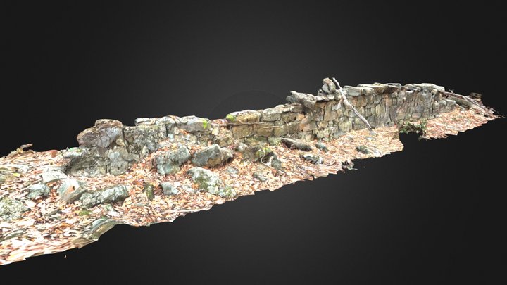 Dry Stack Stone Wall Ruins 3D Model