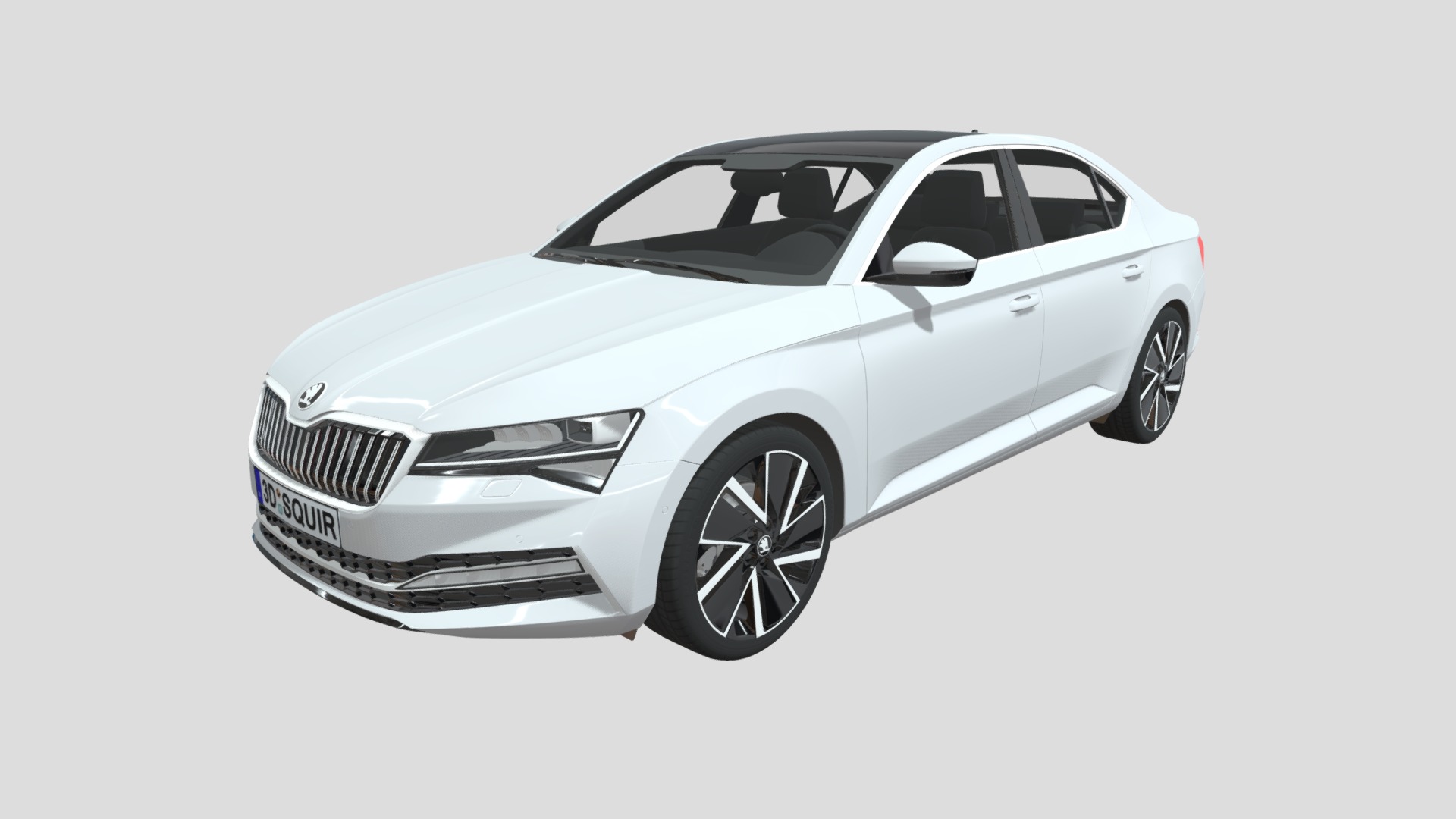 3D model Skoda Superb iV 2020 - This is a 3D model of the Skoda Superb iV 2020. The 3D model is about a white car with a black rim.