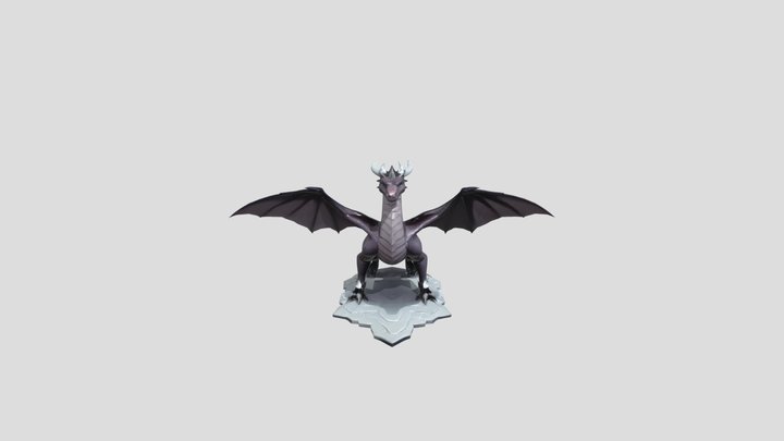 black dragon with wings spread 3D Model