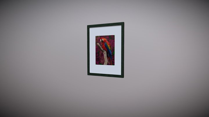 Artistic Parrot Painting in glassed frame 3D Model