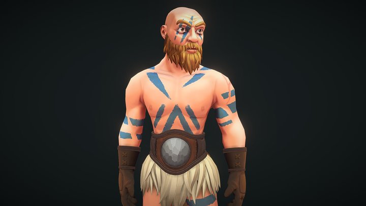 Handpainted Barbarian 3D Model