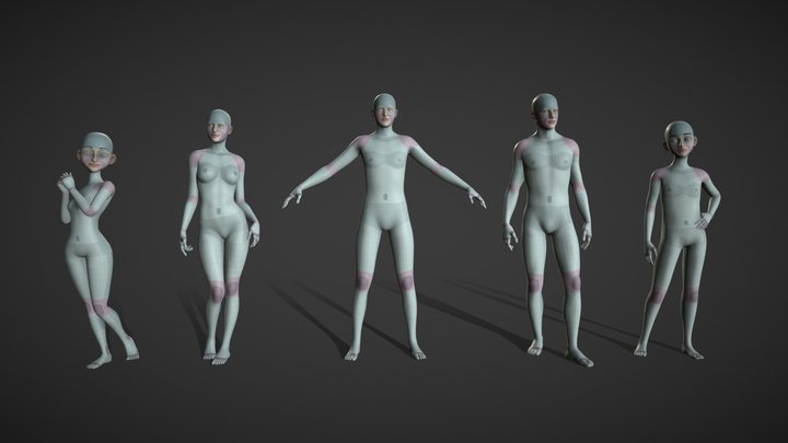 FREE CC Character Male & Female Base Mesh 3D Model
