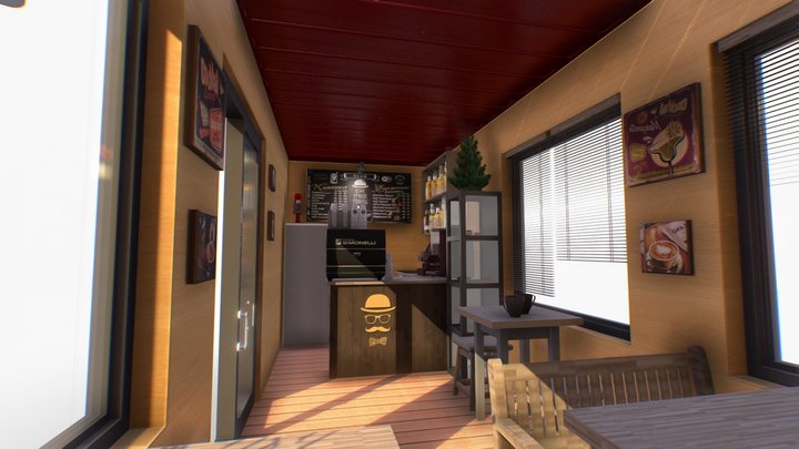 Cafe shiping Container 3D Model