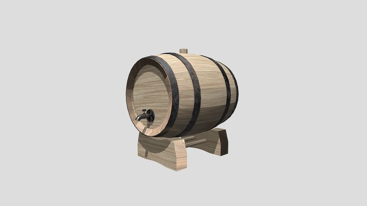 Oak barrel with tap 3D Model