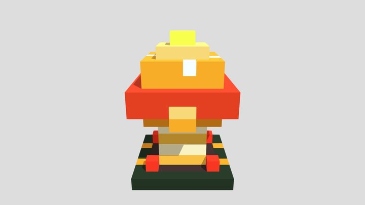Golden Mushroom - Voxel 32x32 (Animated) – Modello 3D gratuito STL