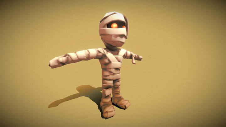 Low Poly Cartoon Mummy 3D Model