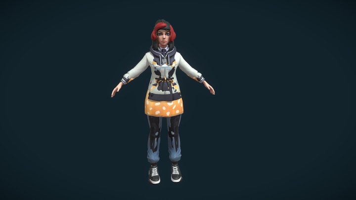 Stylized 3D Girl Character in Casual Outfit 3D Model