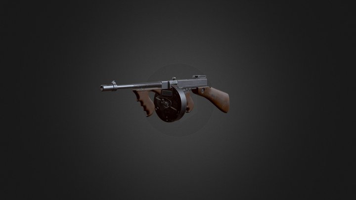 Colt 1921 Thompson submachine gun 3D Model