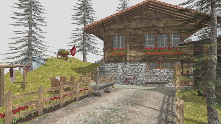 DIORAMA "Grandma's House" in Switzerland 3D Model