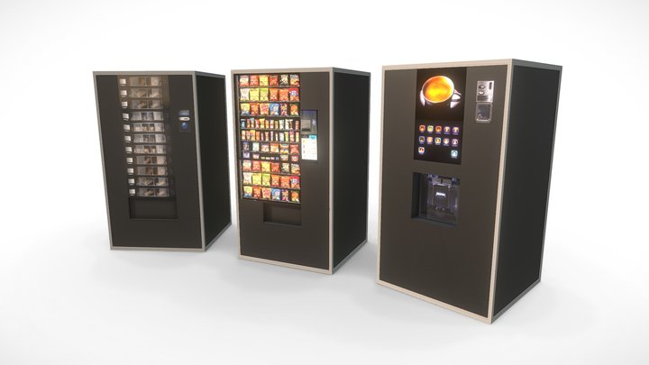 Snack and Food Machines (Low Poly) 3D Model