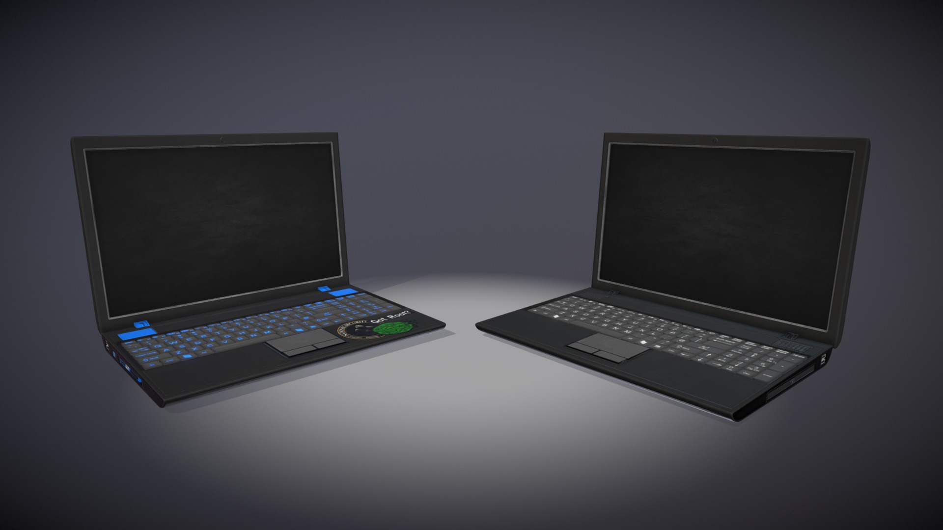 3D model Laptop and Hackers Laptop - This is a 3D model of the Laptop and Hackers Laptop. The 3D model is about a couple of laptops on a table.