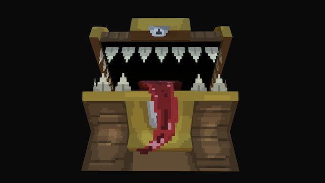 Chest mimic LowPoly Pixelart 3D Model