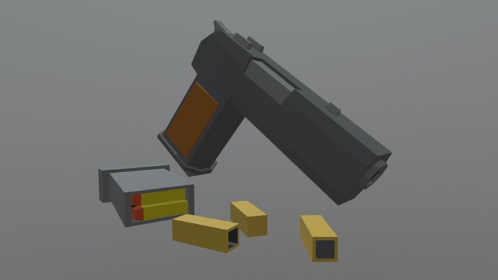 Unturned styled Pistol 3D Model