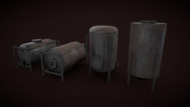 Rusted liquid storages 3D Model