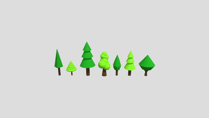 Low-poly trees 3D Model