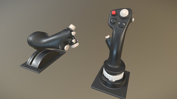 Low Poly Hands On Throttle and Stick for VR 3D Model