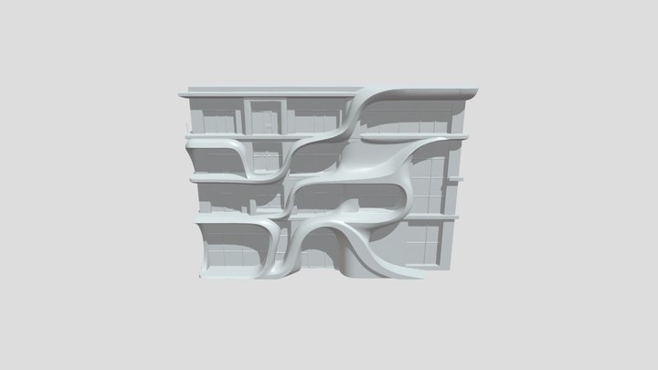 Modern organic residential building facade 3D Model