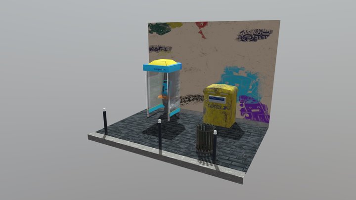 Phone_Booth_Scene 3D Model