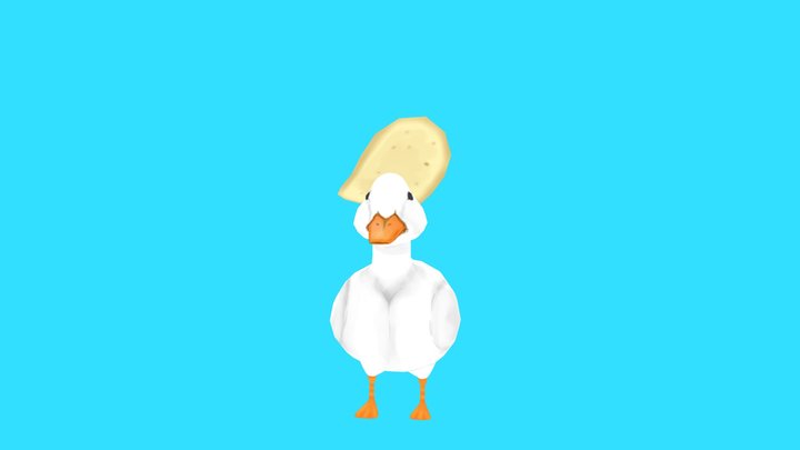 Duck with a chip on its head. 3D Model