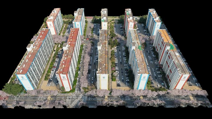 남천삼익비치아파트(207~211동,307~311동) 3D 맵핑 3D Model