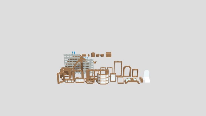 Chests, Flags, Doors, Windows 3D Model