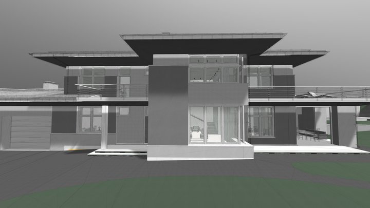 Дом встроенный в склон 3D Model