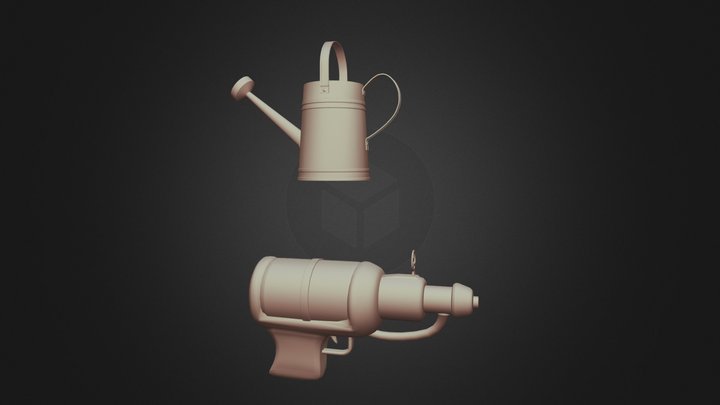 Watering Can And Gun 3D Model
