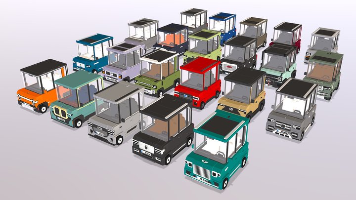 Voxel SUV Vehicles Pack 035 - 056 3D Model