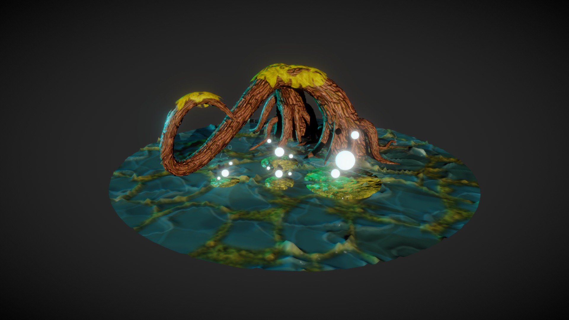 3D model Swamp Tree - This is a 3D model of the Swamp Tree. The 3D model is about a snail floating in water.