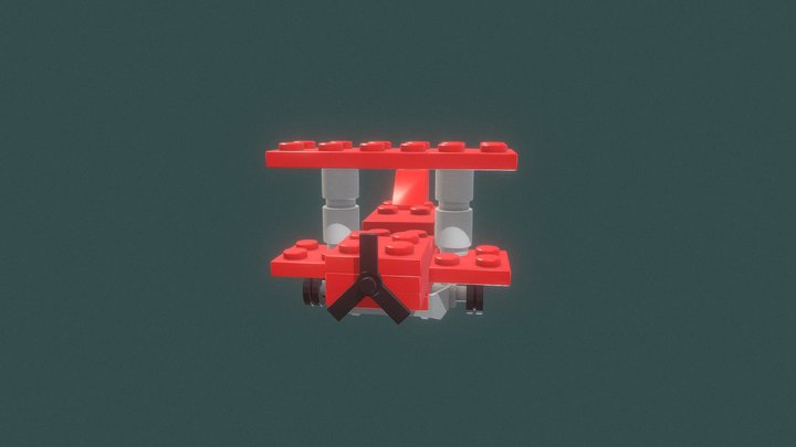 Red Lego Plane 3D Model