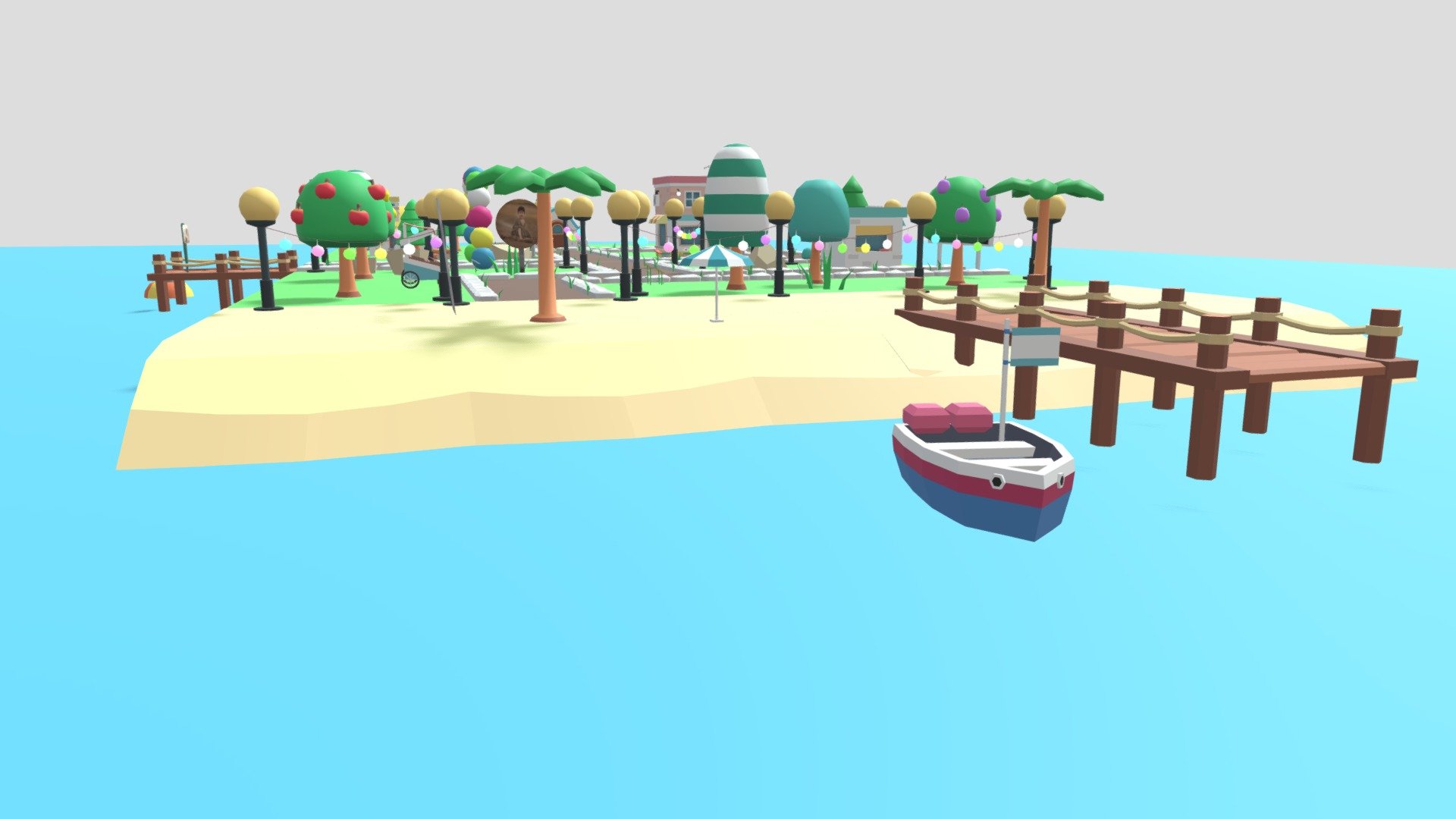 Beach_town , Low poly