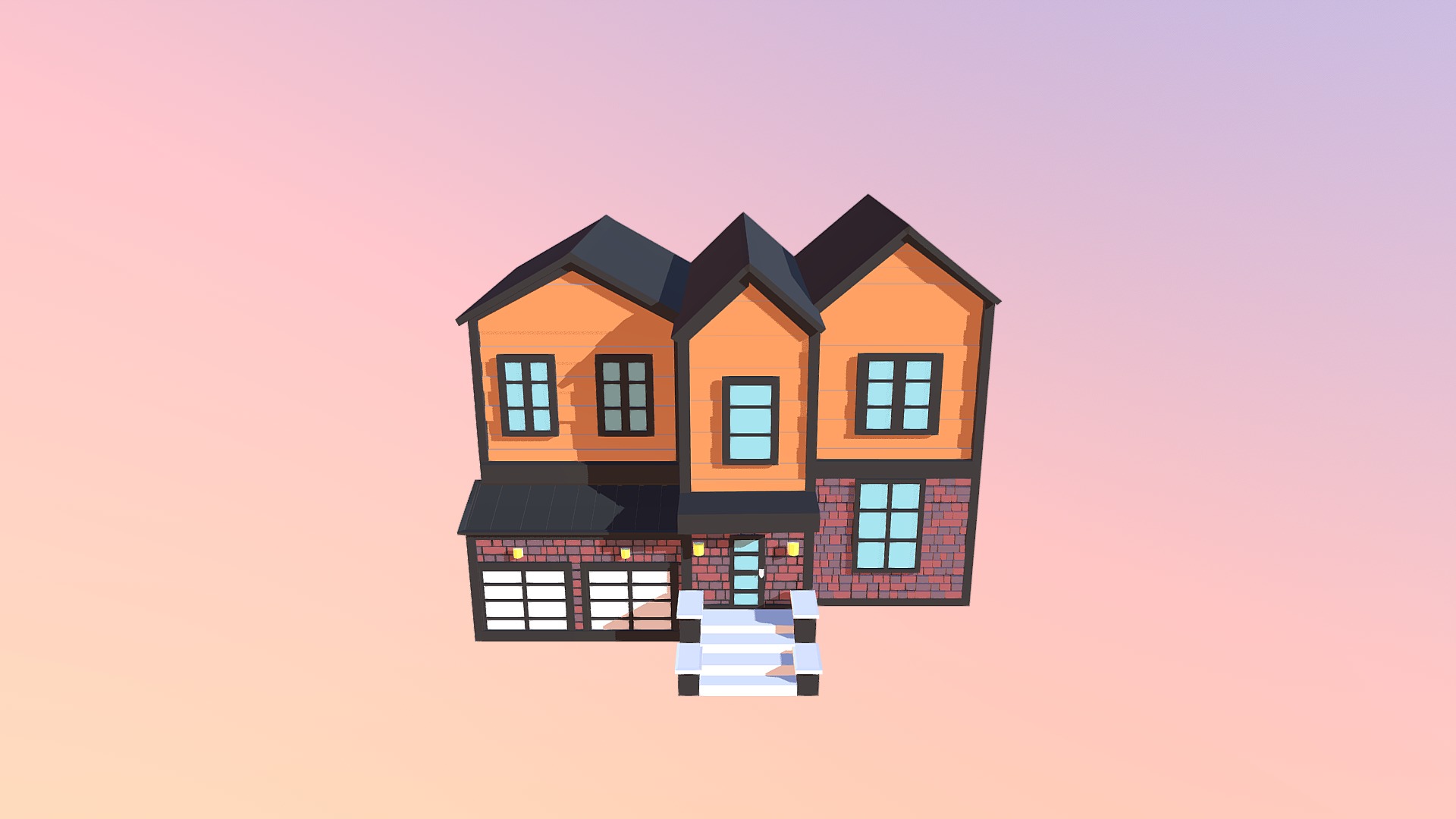 3D model Mix House - This is a 3D model of the Mix House. The 3D model is about a house with a pink background.