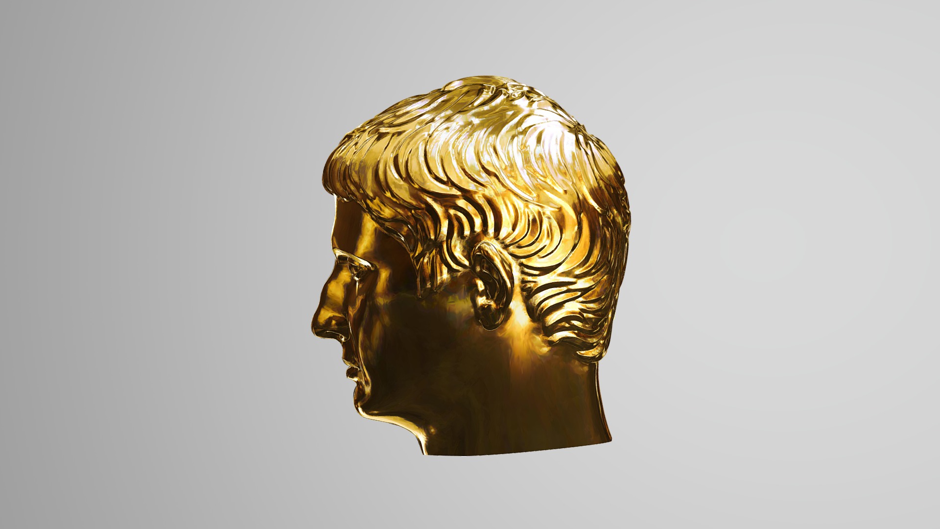 3D model Augustus Emperor Pendant - This is a 3D model of the Augustus Emperor Pendant. The 3D model is about a golden statue of a person.