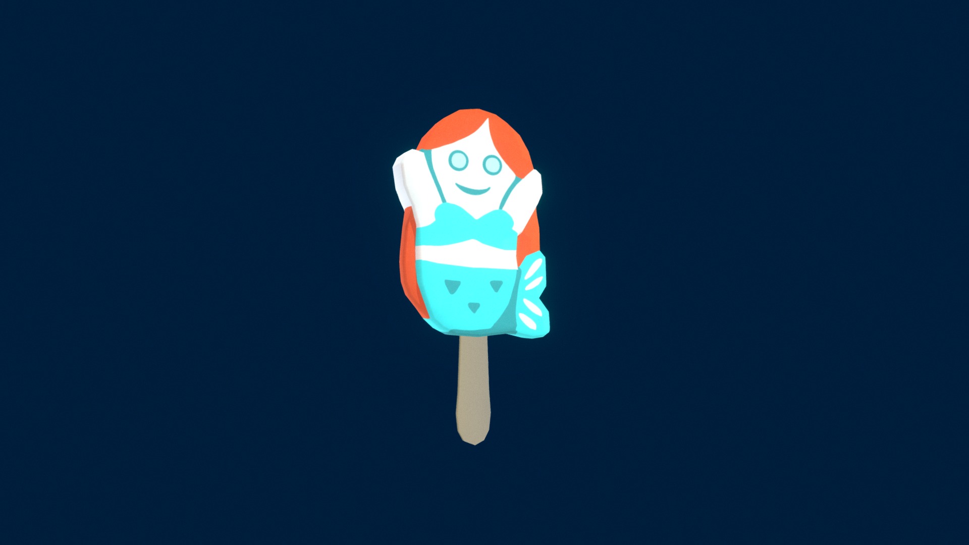 3D model mermaid ice cream - This is a 3D model of the mermaid ice cream. The 3D model is about a cartoon character on a blue background.