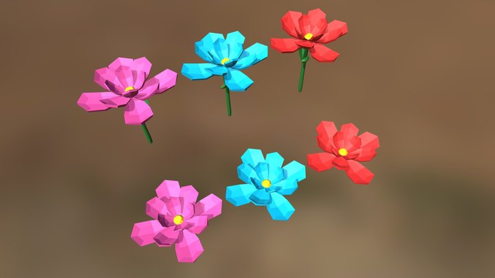 Low Poly Flower Assets 3D Model