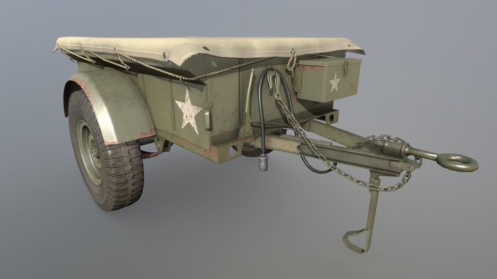 M100 Military Trailer. USA 3D Model