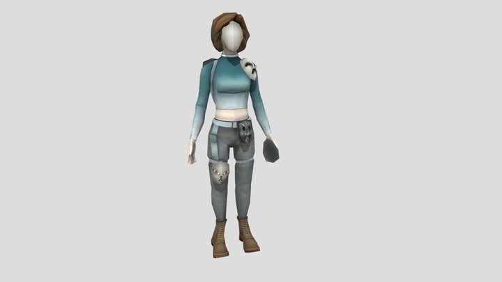 Masked Woman Character Design 3D Model