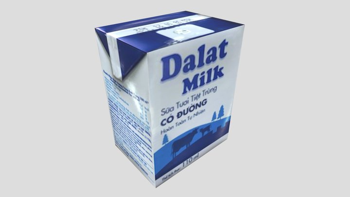 Dalat Milk Carton 110ml - Low Poly Milk Box
