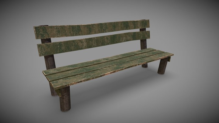 Low-poly 3D model wooden benchl Free 3D Model