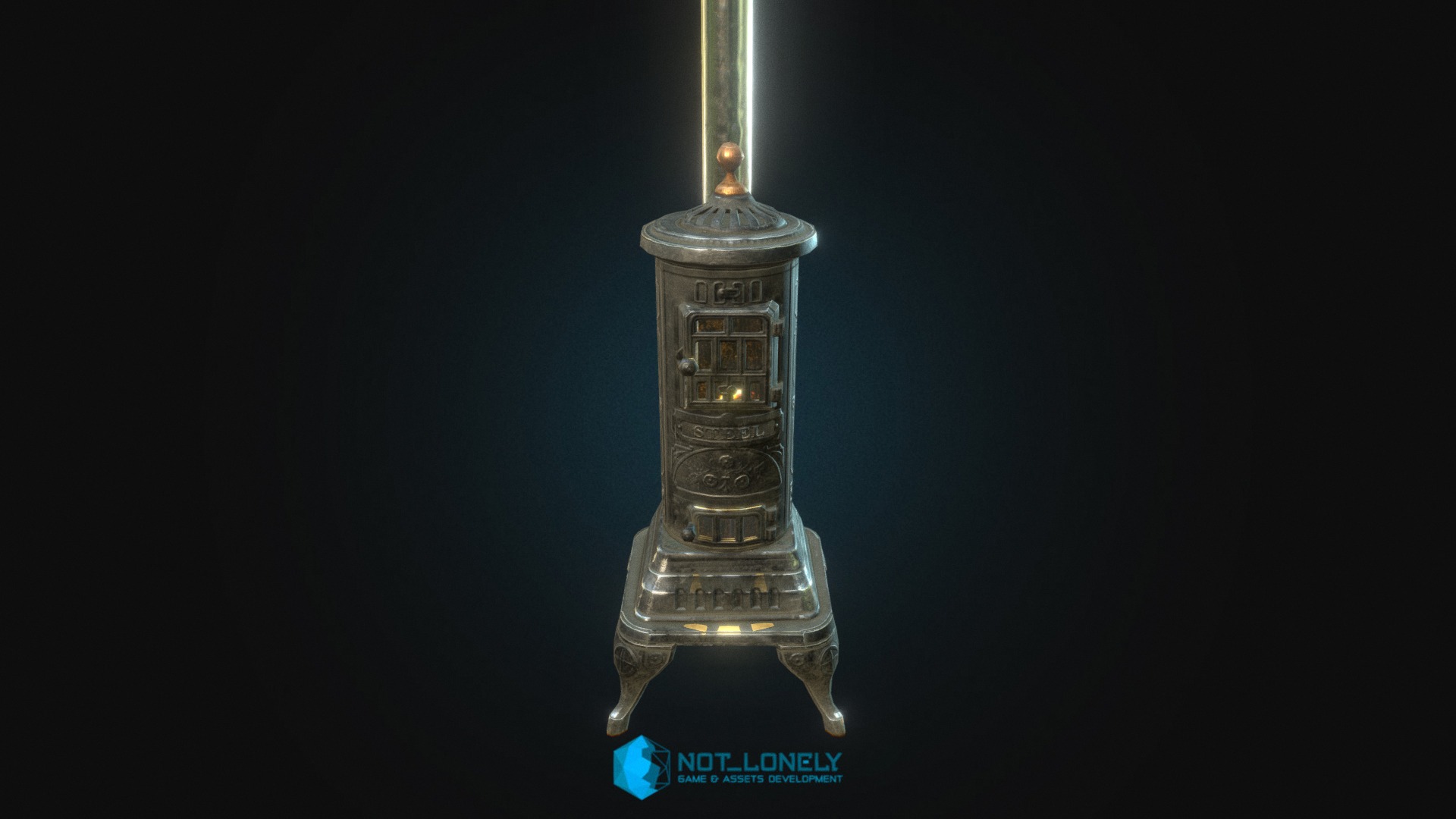 3D model Old heating stove - This is a 3D model of the Old heating stove. The 3D model is about a tall tower with lights.