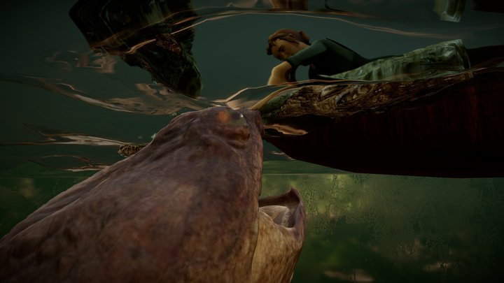 River Monster Diorama 3D Model