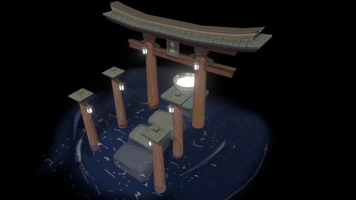 Stylized Japanese Arch 3D Model