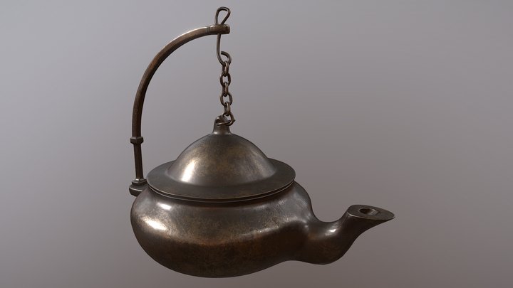 Bronze Oil Lamp 19th Century 3D Model