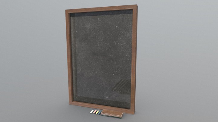 Chalkboard and accessories 3D Model