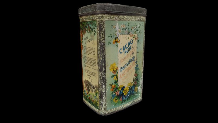 French Antique cacao cocoa metal box 3D Model