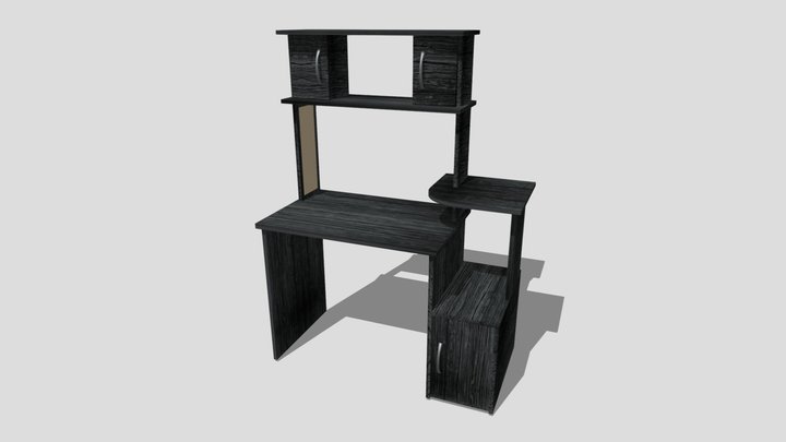 Custom Hutch Work Desk with Inlaid Pegboard 3D Model