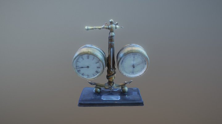 Mantle clock and barometer, 1880 3D Model