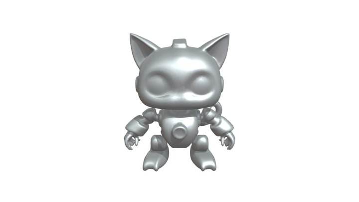Robot cat with mechanical limbs and antenna 3D Model